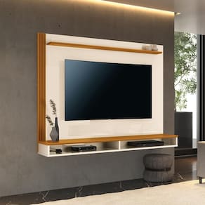Painel Para Tv Até 55" Ripado Quênia 140cm Offwhite/cedro
