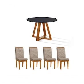 Mesa De Jantar Bela Redonda Tampo Vidro/mdf 105cm Luxo