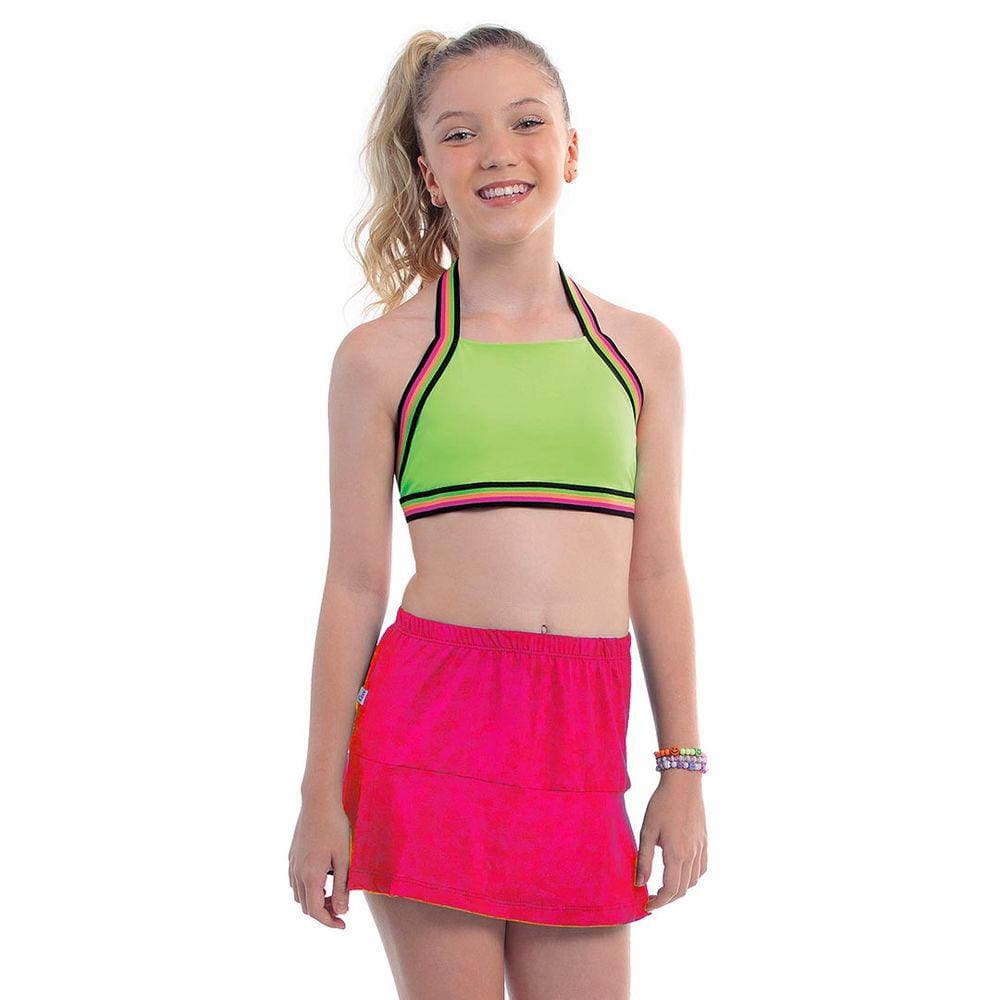 Saia de Praia Infantil Rosa Neon Cecí