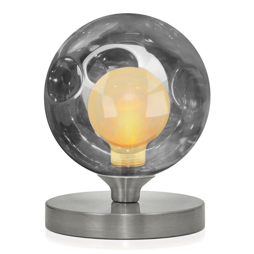 Luminária de mesa Globo Harmony Fumê Base Redonda Escovado