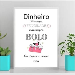 Quadro Decorativo Bolo Felicidade 45X34Cm - Com Vidro