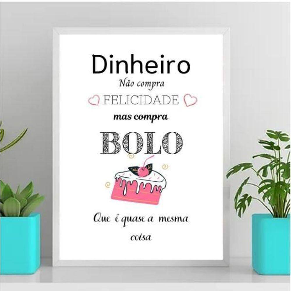 Quadro Decorativo Bolo Felicidade 45X34Cm