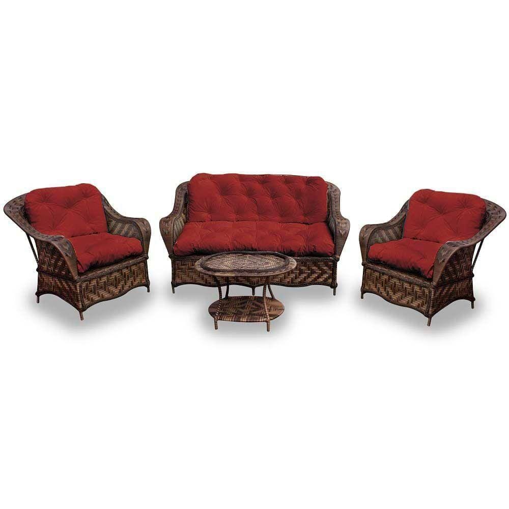 Conjunto De Sofá Fibra Sintética Naja-1 Sofá 2 L+2 Poltronas+1 Mesa Centro- Duna Vermelho