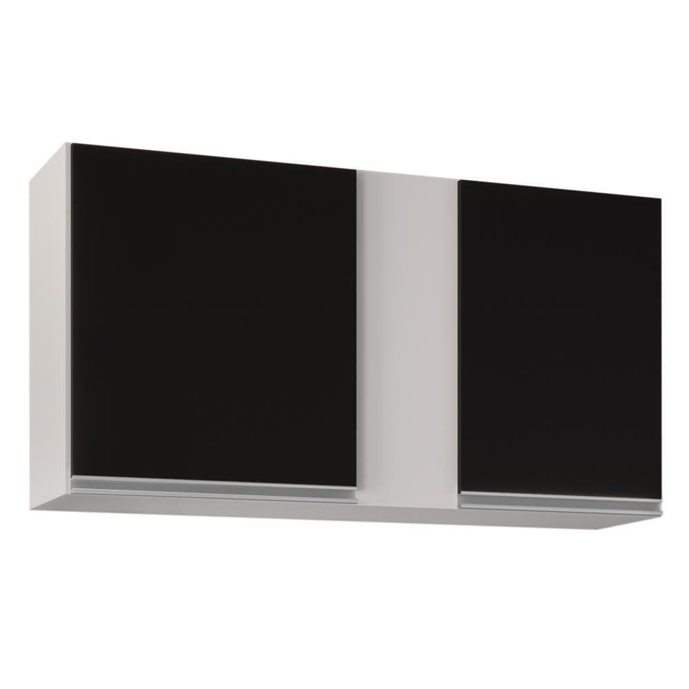 Armário Aéreo De Cozinha 100cm 2 Portas Indiana Branco/preto - Lumil Móveis