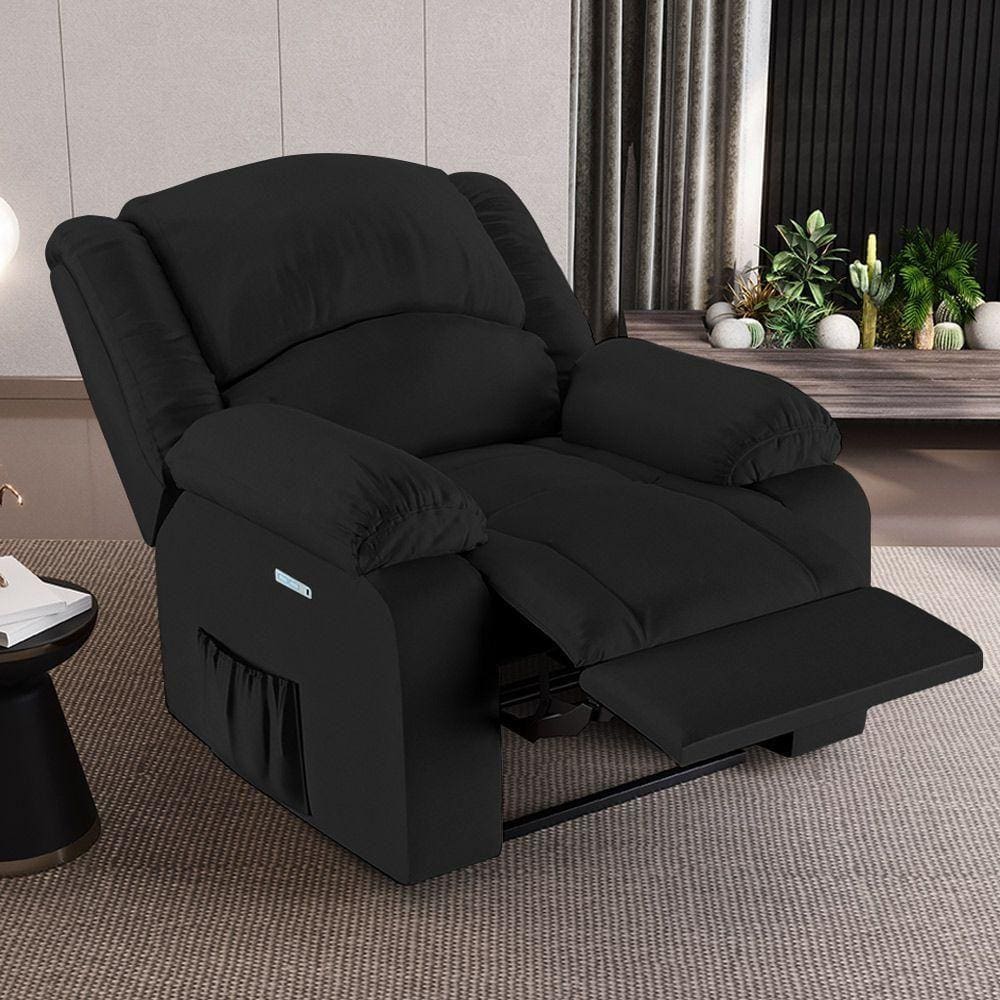 Poltrona Do Papai Reclinável Sala De Cinema Madrid Elétrica Touch Usb Pu Preto G23