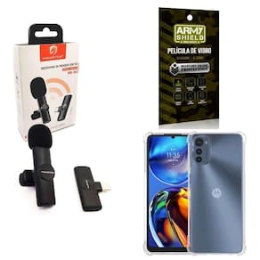 Microfone Sem Fio + Capa Motorola E32 E Película De Vidro 3D