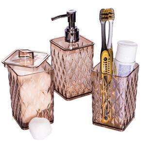Kit Banheiro de Plástico Lavabo 3 Peças Glamour Âmbar