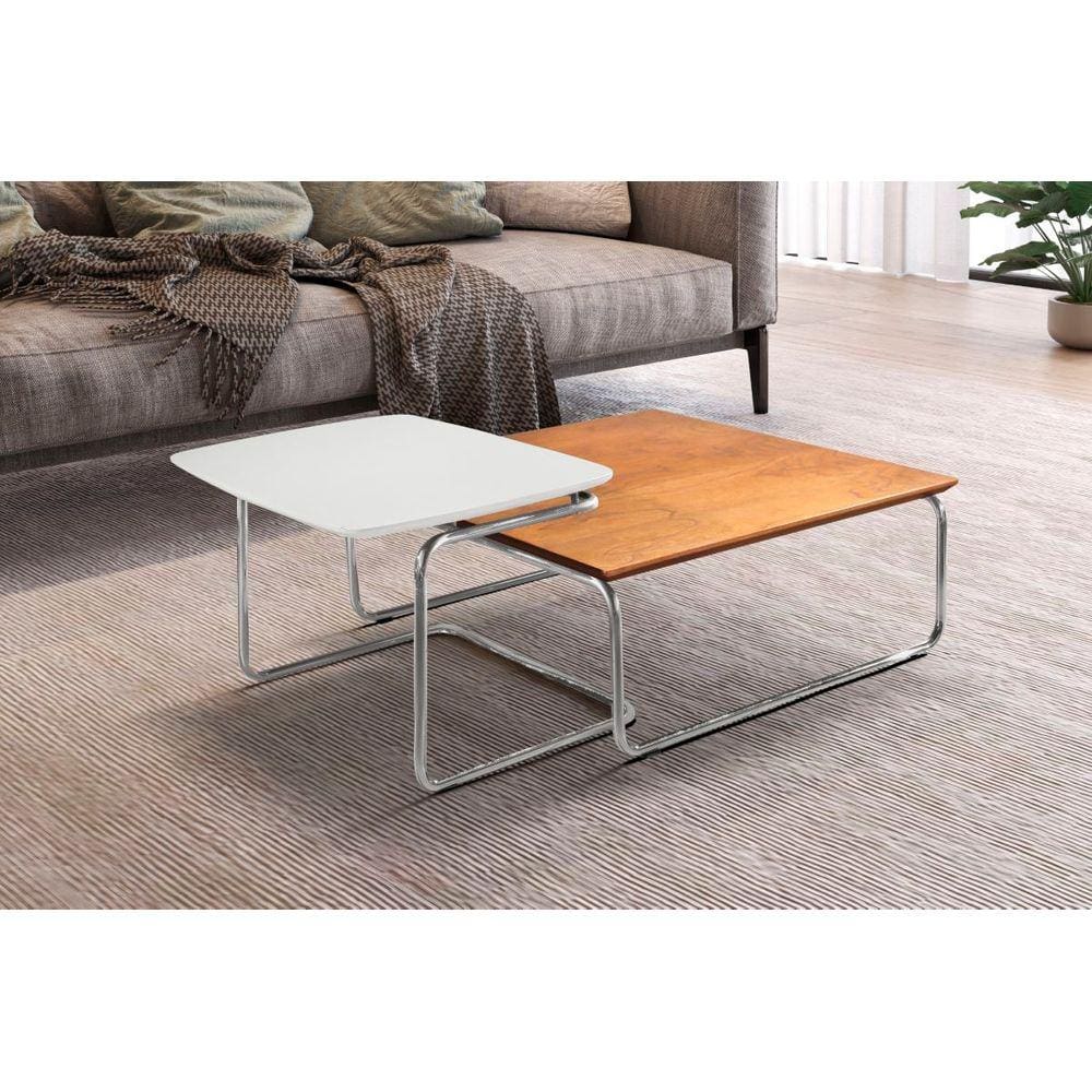 Conjunto Mesa de Centro Kairos Base Cromada LarFlex