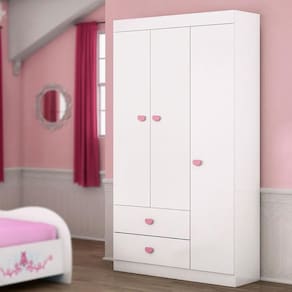 Guarda Roupa Infantil Carruagem com 3 Portas - Branco