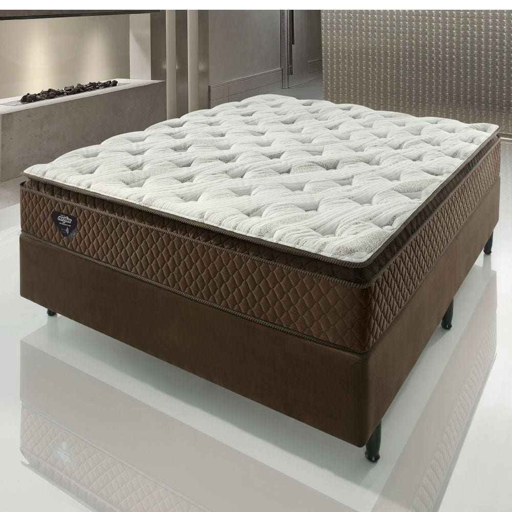 Cama Box Casal Comfy com Molas Ensacadas 138x188x65 - Marrom