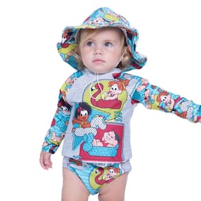 Conjunto Praia Bebê e Infantil Turma da Mônica Amizade Peixote Kids