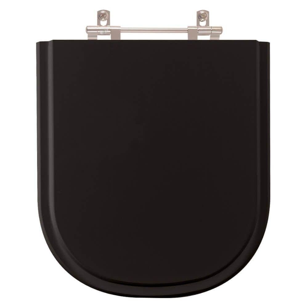 Assento Sanitário Poliéster Flox Preto Para Vaso Fiori