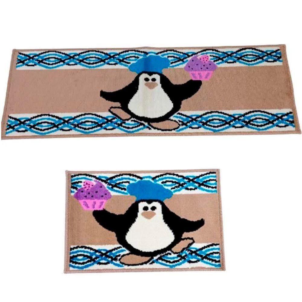 Kit Tapete De Cozinha Veludo 2 Peças Pinguim J. Serrano