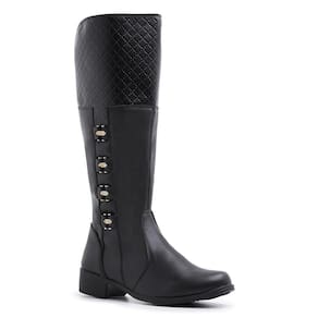Bota Montaria Com Detalhes Em Metal Moda Chic Salto Quadrado e Sola Macia