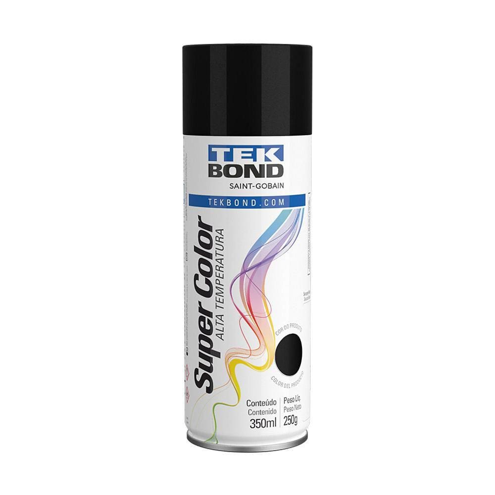 Tinta Spray Preto Alta Temperatura 350ml 250g Tekbond