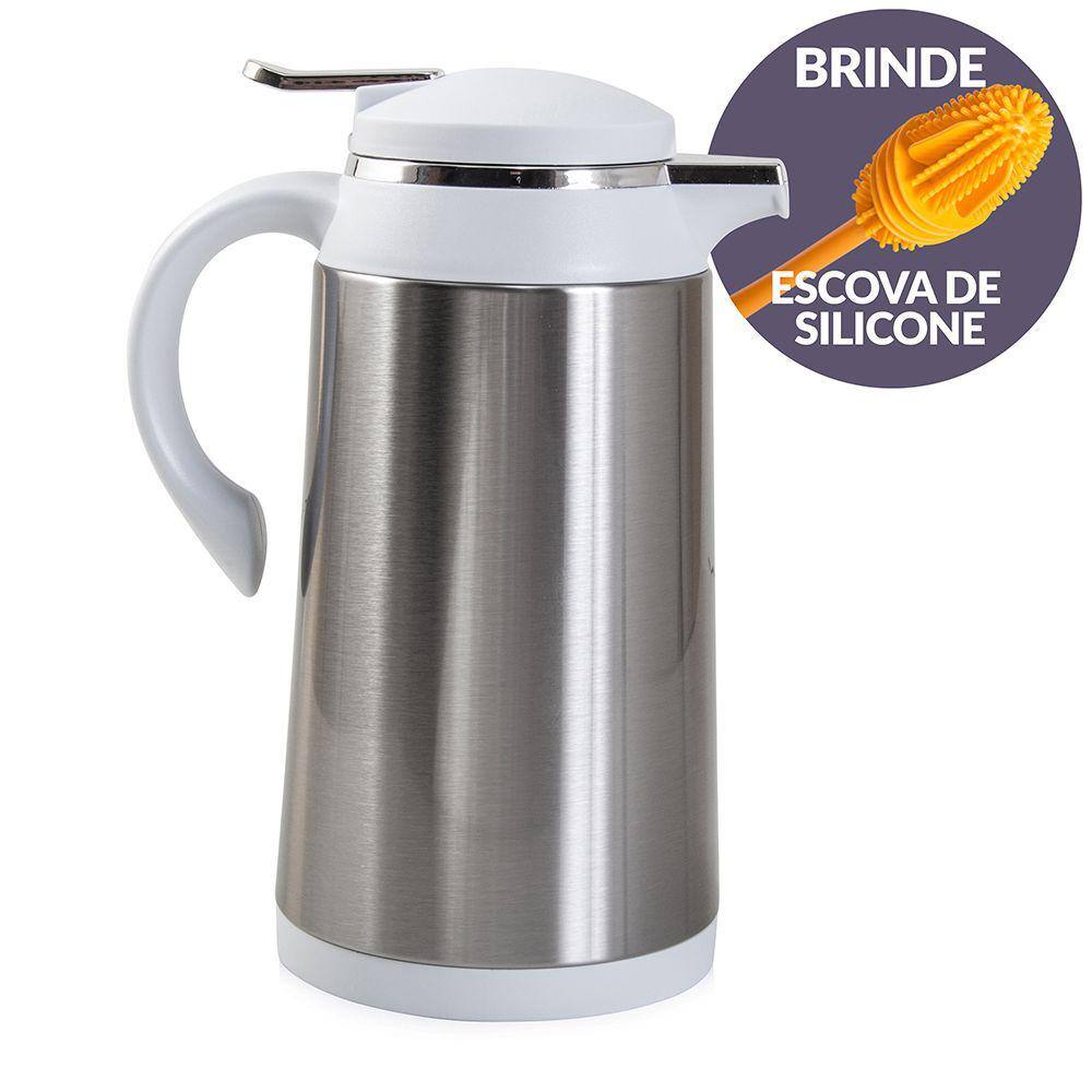 Garrafa Térmica Inox Cámelia Branca 1L e Escova Limpeza Termopro