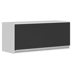 Armário Aéreo Multiuso Geladeira Lux 80cm 100% MDF 01 Porta Basculante Branco Preto - Desk Design