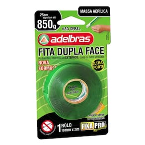 Fita Dupla Face Massa Acrilica Fixa Pro 19mm x 2m Adelbras
