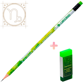 Kit de lápis preto grafite e Borracha Tris Signo Capricórnio