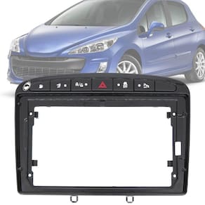 Moldura Painel 2 Din 9" Polegadas Peugeot 308 2007 até 2012 Black Piano