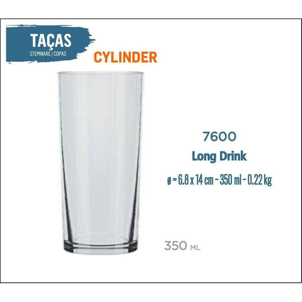 24 Copos Cylinder 320Ml - Tubo Long Drink Coquetel
