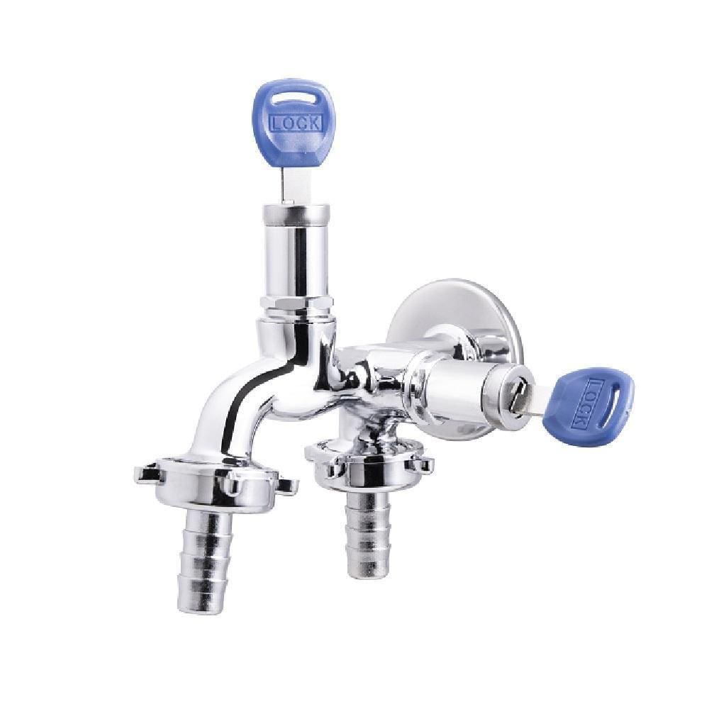 Torneira Para Jardim Toda Metal Com Chave Cromada Anti-Furto