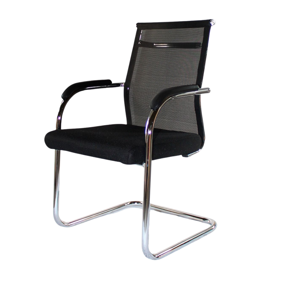 Cadeira Interlocutor Mesh Fixa Preta W-122