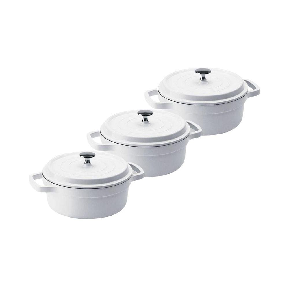 Kit Caçarola Hercules Ceramico Indução Branca 3L + 3L + 3L