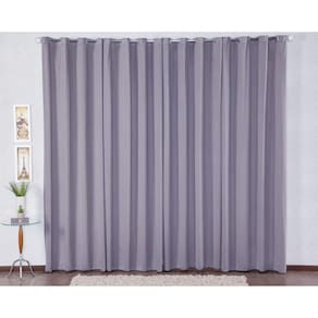 Cortina 300X280 Com Ilhós Pra Sala Malha Gel - Cinza