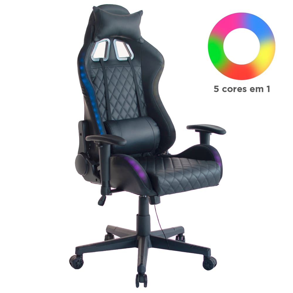 Cadeira Gamer Preta com Iluminação LED