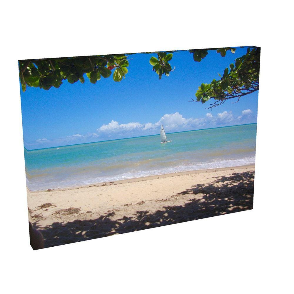 Quadro Decorativo Grande Tela Borda Infinita Praia com Barco