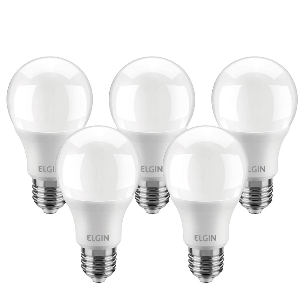 Kit 5 Lâmpadas Led 12w Elgin 6500k Bulbo A60