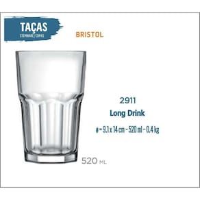 12 Copos Bristol 520Ml - Long Drink