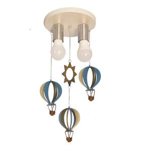 Lustre Luminária Infantil Balão Bronze E Rosa 20X47