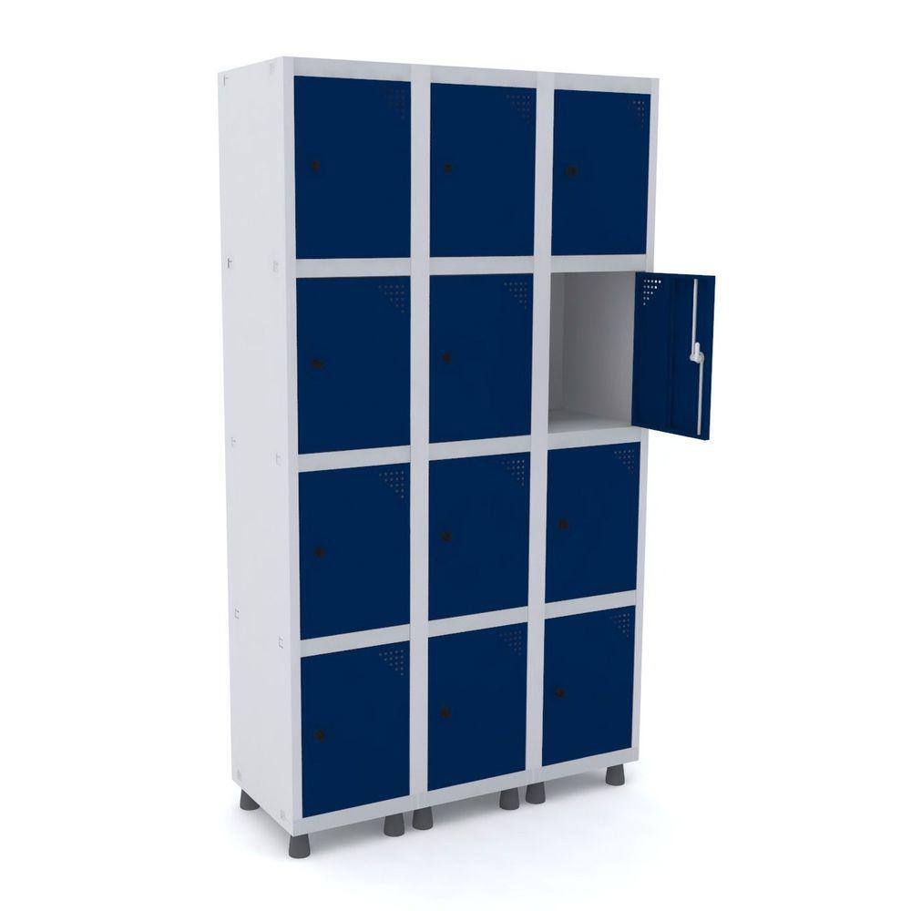 Roupeiro De Aço 3M 12 Portas Pitão Pandin - Cinza/Azul Del Rey