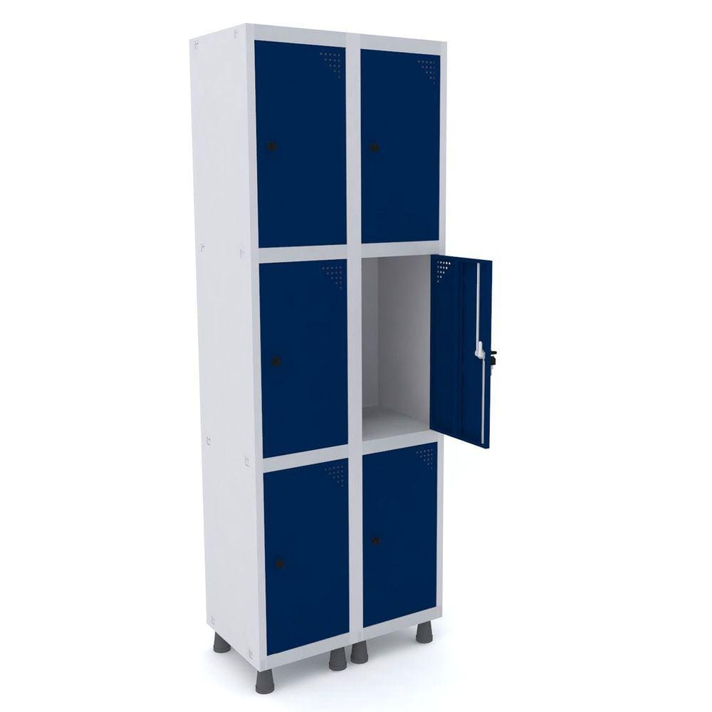 Roupeiro De Aço 2M 06 Portas Pitão Pandin - Cinza/Azul Del Rey