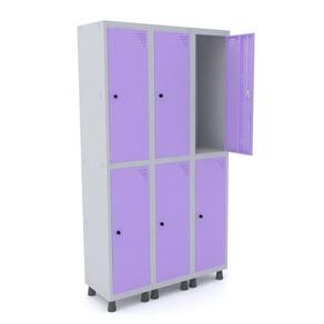 Roupeiro De Aço 3M 06 Portas Pitão Pandin - Cinza/Lilás