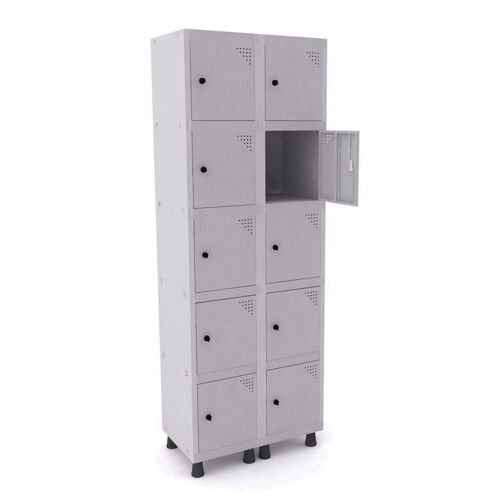 Roupeiro De Aço 2M 10 Portas Pitão Pandin - Cinza