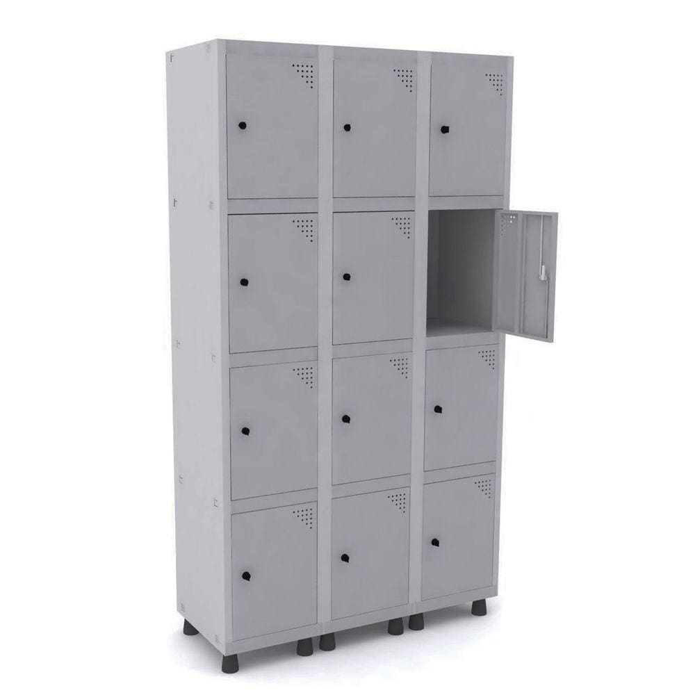 Roupeiro De Aço 3M 12 Portas Pitão Pandin - Cinza