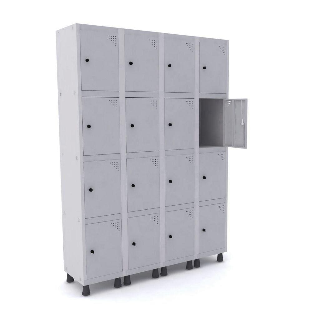 Roupeiro De Aço 4M 16 Portas Pitão Pandin - Cinza