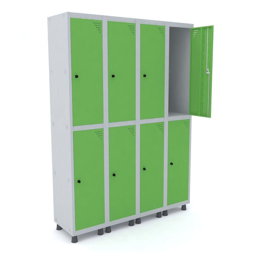 Roupeiro De Aço 4M 08 Portas Pitão Pandin - Cinza/Verde