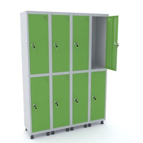 Roupeiro De Aço 4M 08 Portas Fechadura Pandin - Cinza/Verde