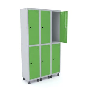 Roupeiro De Aço 3M 06 Portas Pitão Pandin - Cinza/Verde