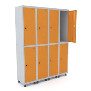 Roupeiro De Aço 4M 08 Portas Pitão Pandin - Cinza/Laranja