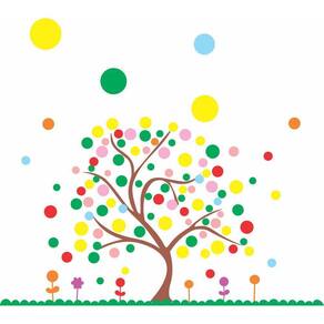 Adesivo De Parede Infantil Árvore Com Bolas Coloridas