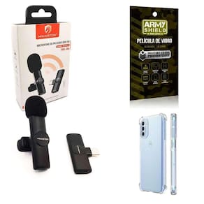 Kit Microfone Sem Fio + Capinha Motorola G41 E Película 3D
