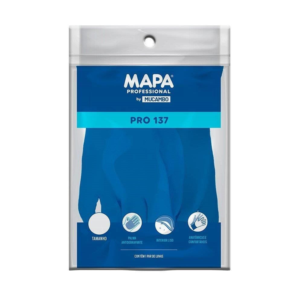 Luva Mucambo 137 Antiderrapante Azul Tamanho XG - Embalagem com 10 Pares