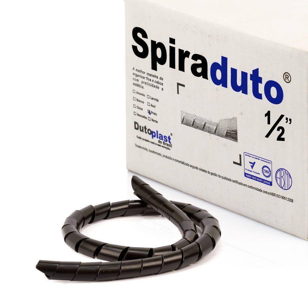 Organizador Fios E Cabos Spiraduto 1/2 Preto - 30 Mt