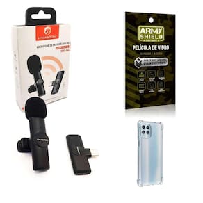 Kit Microfone Sem Fio + Capinha Motorola G100 E Película 3D