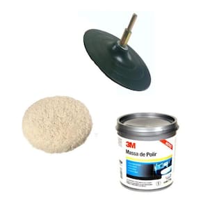 Kit Polimento Furadeira Disco + Adaptador Massa 3M 2 Boina